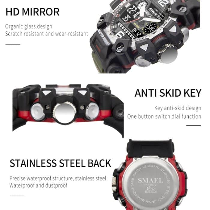 SMAEL 8072 Legierung Outdoor Multifunktionale Elektronische Uhr Männer Dual Display Wasserdichte Uhr – Bild 4