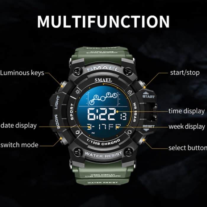 SMAEL 8082 Wasserdichte Sport-Multifunktions-Licht-Timing-Elektronikuhr für den Außenbereich – Bild 4