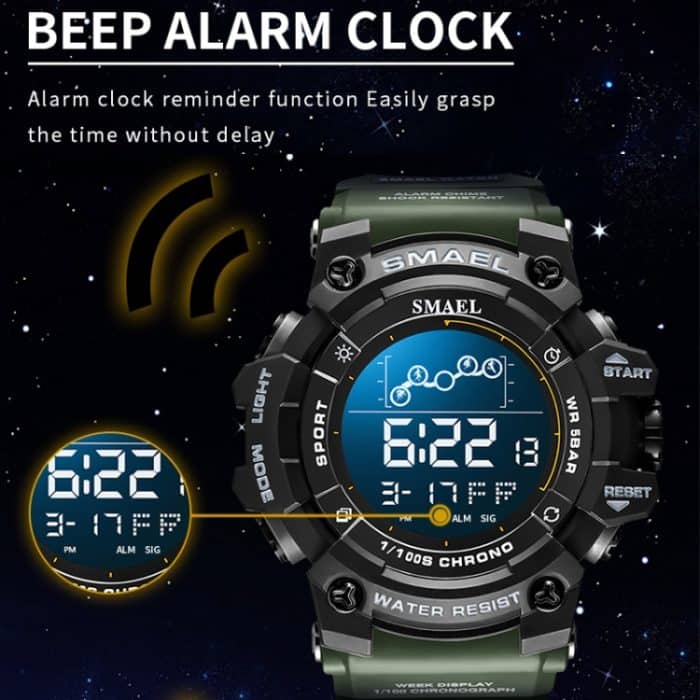 SMAEL 8082 Wasserdichte Sport-Multifunktions-Licht-Timing-Elektronikuhr für den Außenbereich – Bild 5