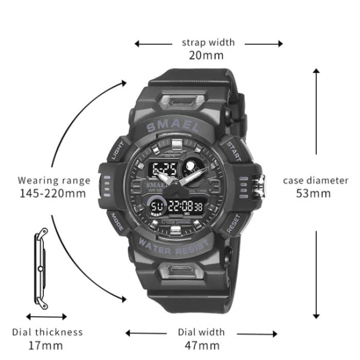 SMAEL 8063 Outdoor-Sportuhr mit elektronischem Alarm und doppelter Astronauten-Studentenuhr – Bild 3