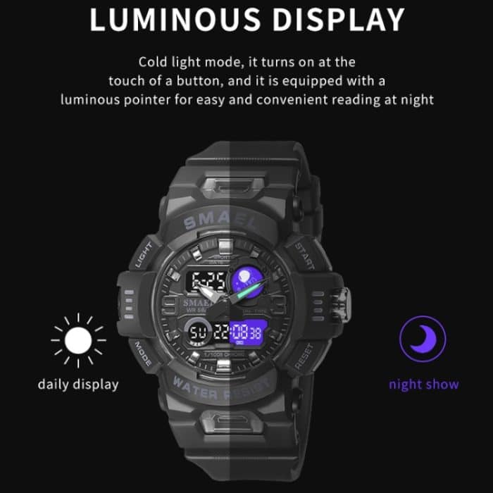 SMAEL 8063 Outdoor-Sportuhr mit elektronischem Alarm und doppelter Astronauten-Studentenuhr – Bild 7