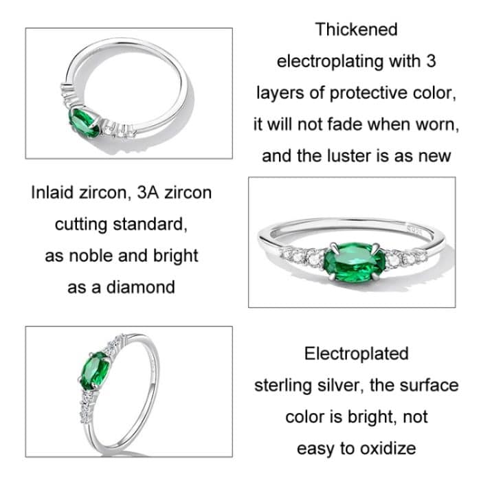 Ring aus Sterlingsilber mit S925-Zirkon, platinierter Ring – Bild 3