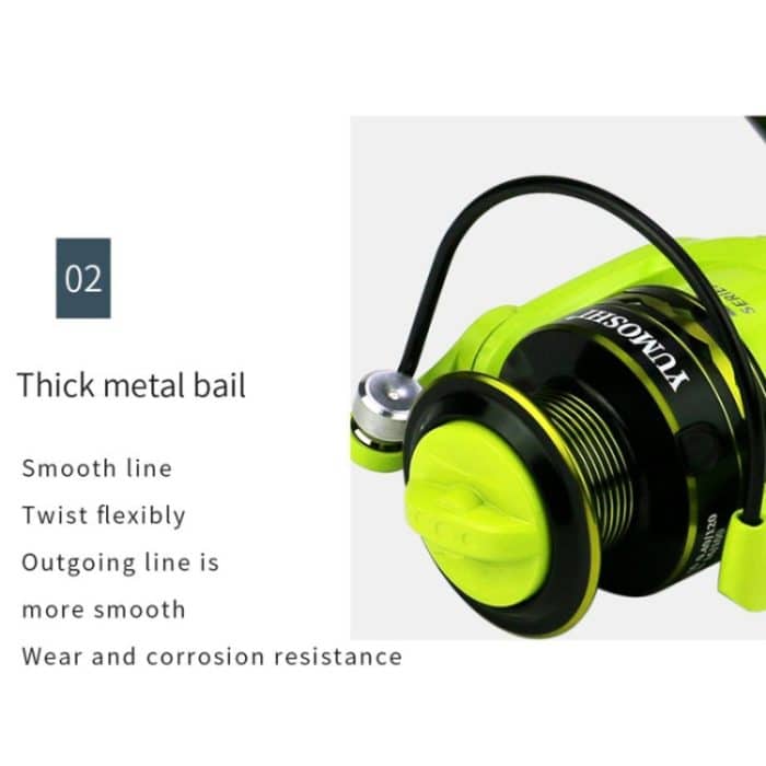 Spinnrad Metalldraht Cup Angelrad, YUMOSHI OE2000 (Green), YUMOSHI OE3000 (Green), YUMOSHI OE4000 (Green), YUMOSHI OE5000 (Green), YUMOSHI OE6000 (Green) – Bild 7