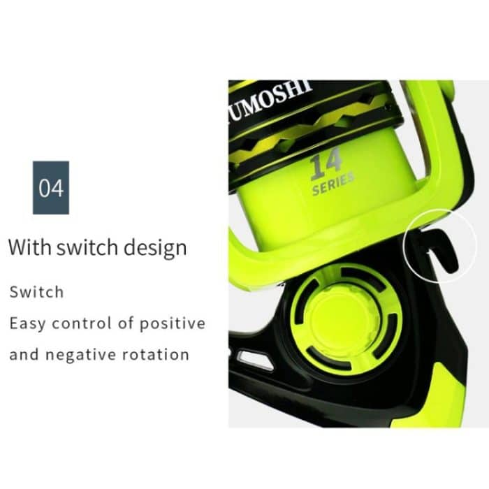 Spinnrad Metalldraht Cup Angelrad, YUMOSHI OE2000 (Green), YUMOSHI OE3000 (Green), YUMOSHI OE4000 (Green), YUMOSHI OE5000 (Green), YUMOSHI OE6000 (Green) – Bild 9