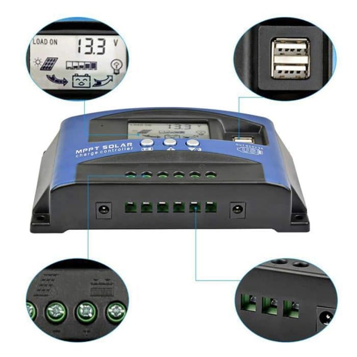 YCX-003 30-100A Solarladeregler mit LED-Bildschirm und intelligentem MPPT-Ladegerät mit zwei USB-Anschlüssen, 12/24V 30A, 12/24V 40A, 12/24V 50A, 12/24V 60A, 12/24V 100A, 12/24/36/48/60V 40A, 12/24/36/48/60V 100A, 12/24/36/48/60V Wifi 40A... – Bild 5