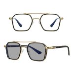 Zweistrahlige polarisierte Brillen mit variabler Farbe, flache Gläser ohne Grad