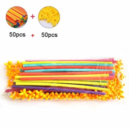 DIY Kunststoff 4D Stroh Bausteine gemeinsame lustige Entwicklung Spielzeug
