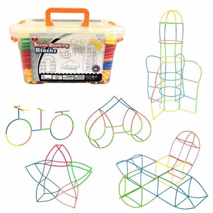 DIY Kunststoff 4D Stroh Bausteine gemeinsame lustige Entwicklung Spielzeug