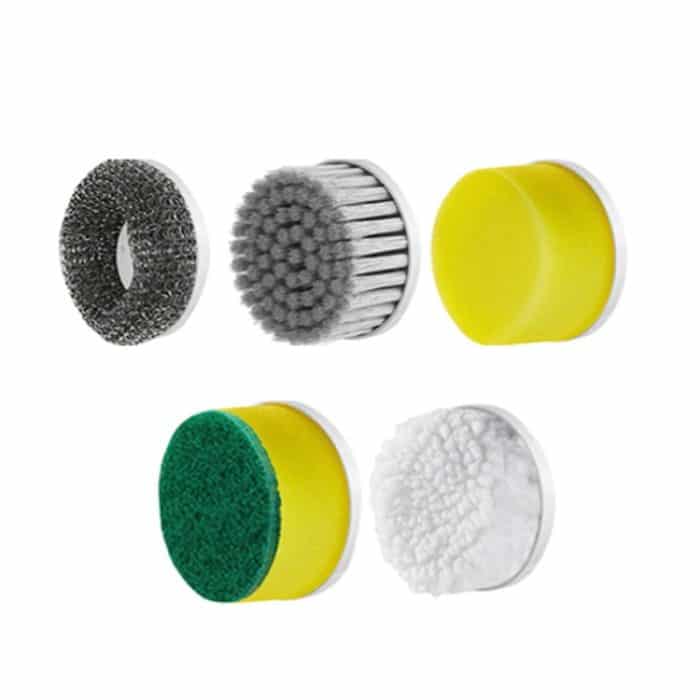 Ersetzen Sie den Bürstenkopf der elektrischen Handwäscherköpfe für Haushaltswaschwerkzeuge, 5-in-1 Brush Head Set, Steel Wire Ball, Nylon Wool, Sponge, Scouring Pad, Plush Cloth – Bild 2
