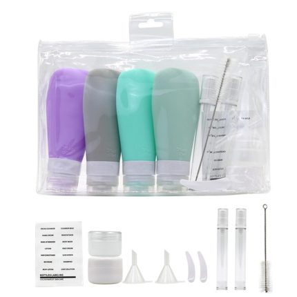 14-in-1-Reiseflaschen-Set für Toilettenartikel, auslaufsicherer, zusammendrückbarer Shampoo-Spender aus Silikon