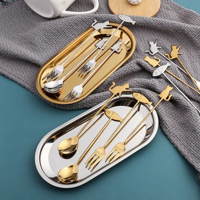 Cartoon-Haustier-Rührlöffel, Gabel, Obstgabel, Dessertschaufel aus Edelstahl 304 – Bild 6