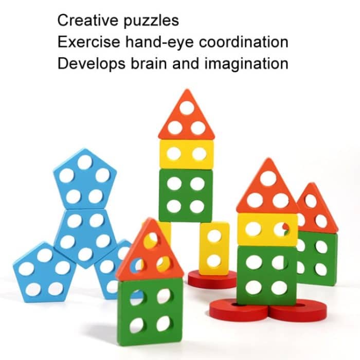 Kinder geometrische Formen farblich passende Bausteine Säulen Spielzeug – Bild 7