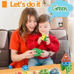 Kinder geometrische Formen farblich passende Bausteine Säulen Spielzeug – Bild 8