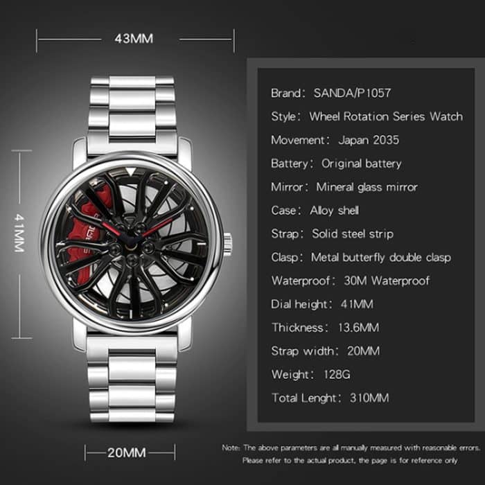 SANDA P1057 Herren-Skelett-Quarz-Stahlarmband, personalisierte Uhr – Bild 3