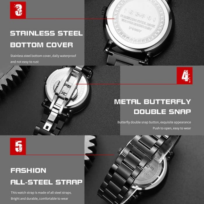 SANDA P1057 Herren-Skelett-Quarz-Stahlarmband, personalisierte Uhr – Bild 10