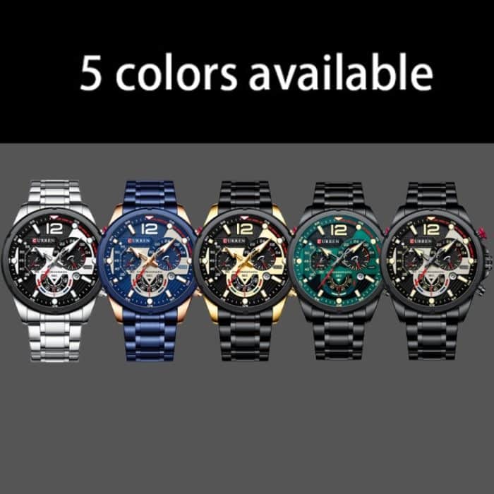 Curren 8395 Kalender Herren-Quarzuhr mit sechs Zeigern und Stahlarmband – Bild 2