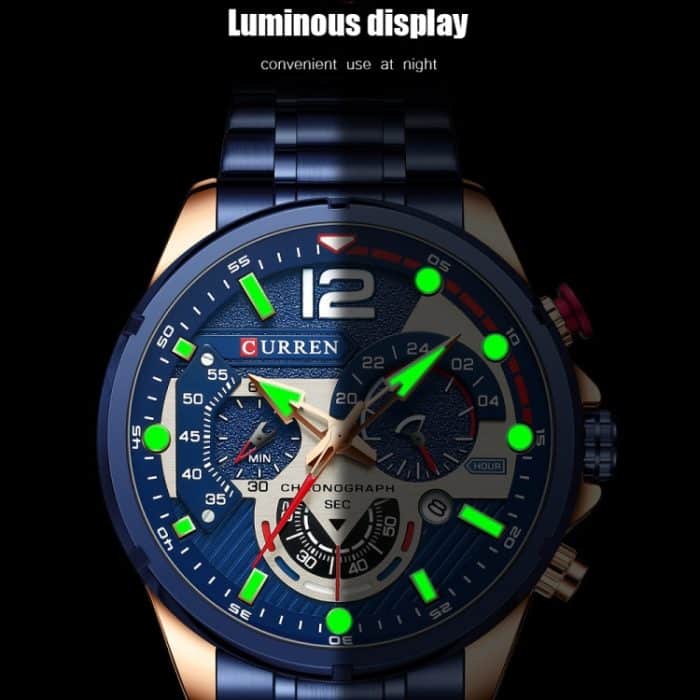 Curren 8395 Kalender Herren-Quarzuhr mit sechs Zeigern und Stahlarmband – Bild 5