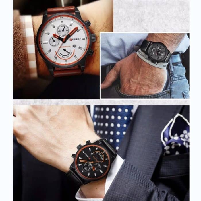 Curren 8217 Lederarmband, lässig, wasserdicht, Quarz-Herrenuhr mit Kalender – Bild 4