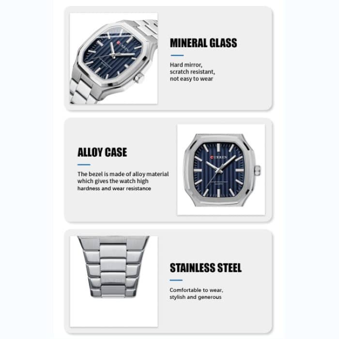 Curren 8458 Business-Herren-Quarzuhr mit Stahlarmband – Bild 3