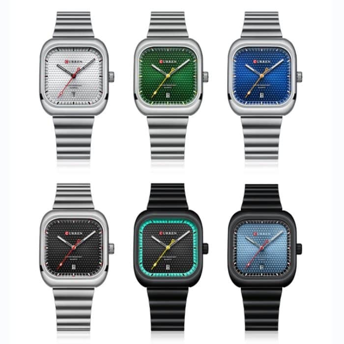 Curren 8460 Lässige quadratische Herren-Quarzuhr mit Stahlarmband – Bild 2