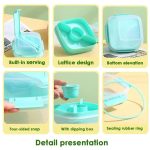 Mikrowellengeeigneter, doppelschichtiger Salatbehälter, Picknick-Lunchbox mit Gabel und Löffel, Blue/Large, Pink/Large, White/Large, Blue/Small, Pink/Small, White/Small – Bild 4