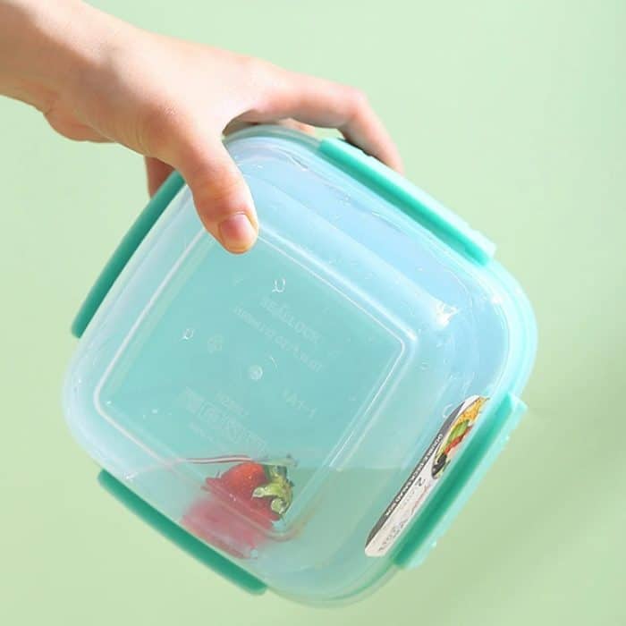 Mikrowellengeeigneter, doppelschichtiger Salatbehälter, Picknick-Lunchbox mit Gabel und Löffel, Blue/Large, Pink/Large, White/Large, Blue/Small, Pink/Small, White/Small – Bild 5