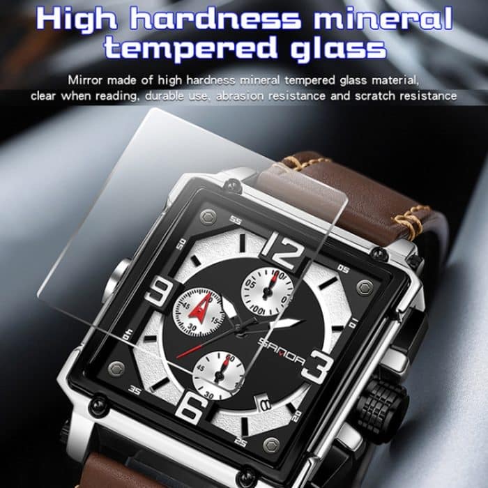 SANDA 5304 Quarz-Herrenuhr, drei Augen, sechs Stiche, einfacher Kalender, wasserdichte Taillenuhr – Bild 11