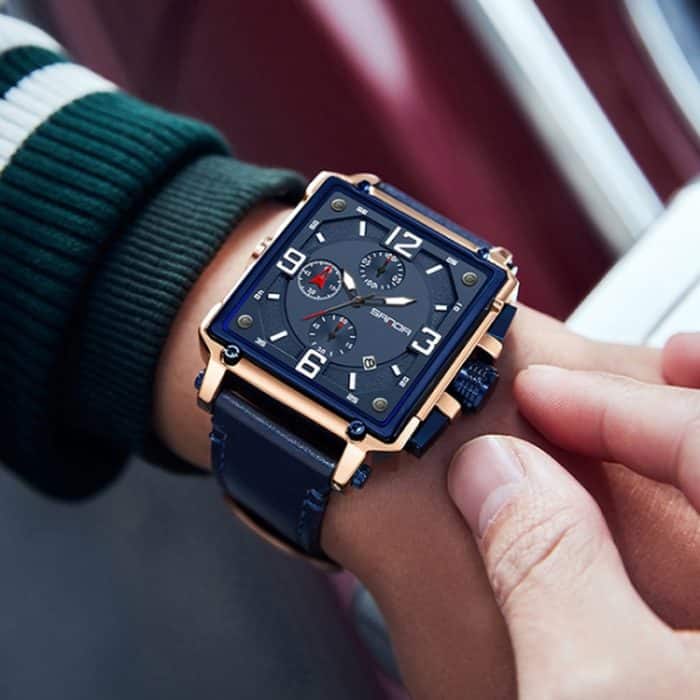 SANDA 5304 Quarz-Herrenuhr, drei Augen, sechs Stiche, einfacher Kalender, wasserdichte Taillenuhr – Bild 12