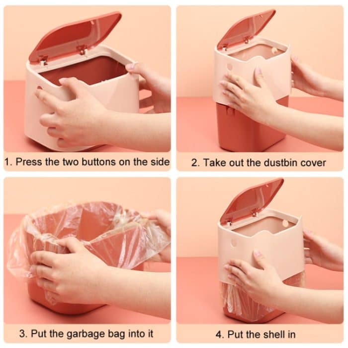 Push-Tisch-Papierkorb mit Deckel, kleine, geruchsisolierende Katzentoilette, 17.8 x 13 x 13.5cm – Bild 9