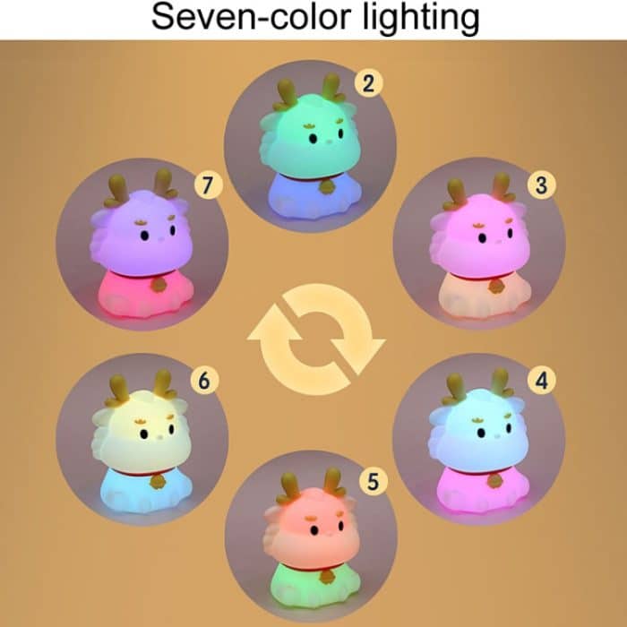 Drachen-Silikon-Schlaf-Nachtlicht, Geschenk für Kinder, wiederaufladbare USB-Atmosphärenlaterne – Bild 3