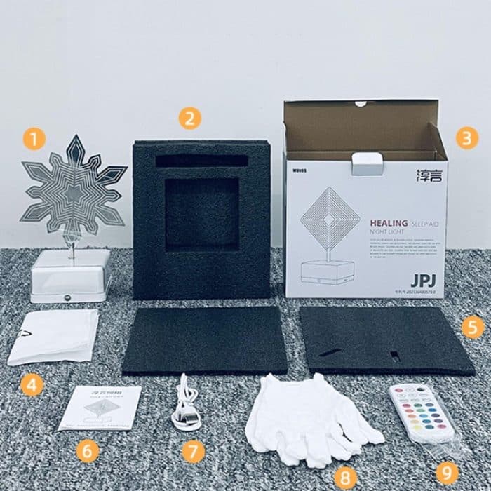 3D rotierende Nachttischlampe, Nachtlicht, LED, wiederaufladbar, Umgebungslicht, dekorative Verzierung – Bild 8