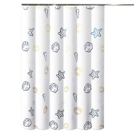Sea World Polyester-Duschvorhang, verdickter wasserdichter Badezimmer-Duschvorhangstoff mit Haken