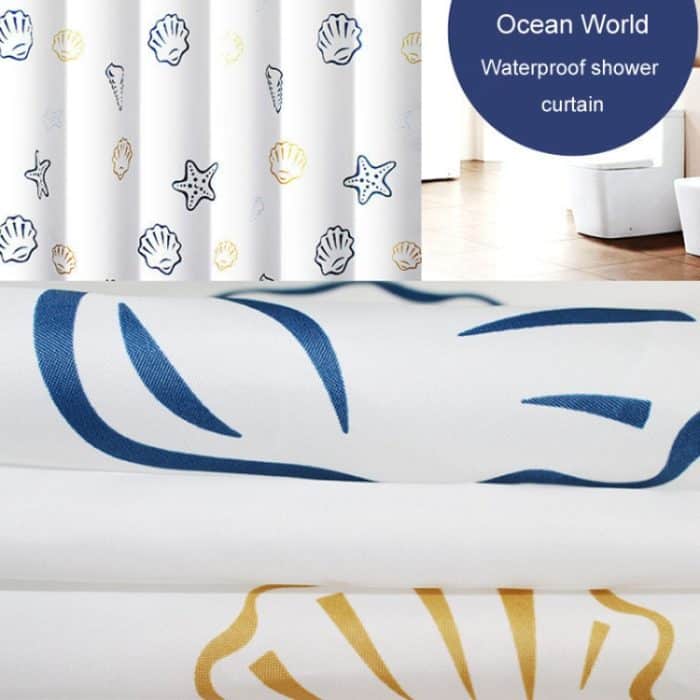 Sea World Polyester-Duschvorhang, verdickter wasserdichter Badezimmer-Duschvorhangstoff mit Haken, 80x180cm, 120x180cm, 120x200cm, 150x180cm, 150x200cm, 180x180cm, 180x200cm, 200x180cm, 200x200cm, 240x200cm, 200x240cm, 300x200cm, 100x200cm, 220x200cm... – Bild 3
