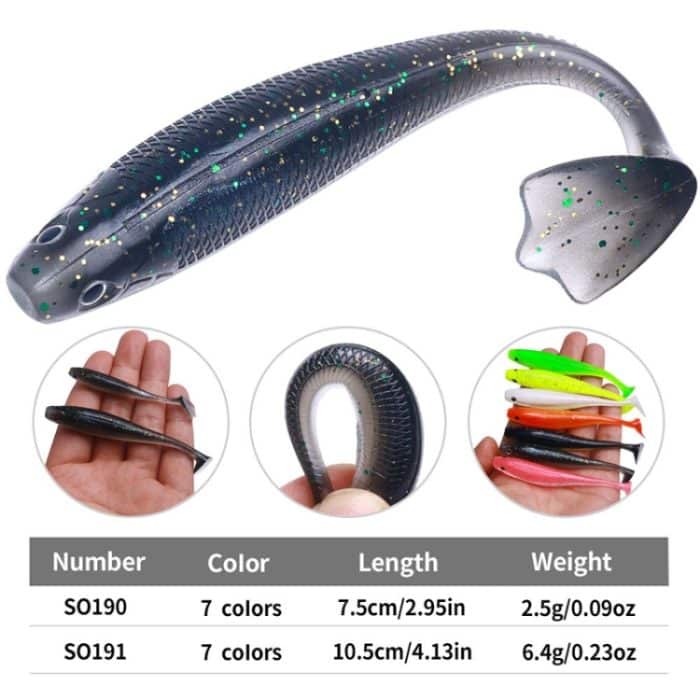 HENGJIA T-Tail Soft Dummy Bait Süßwasser-Angelköder, 7.5cm 10pcs /Pack – Bild 3