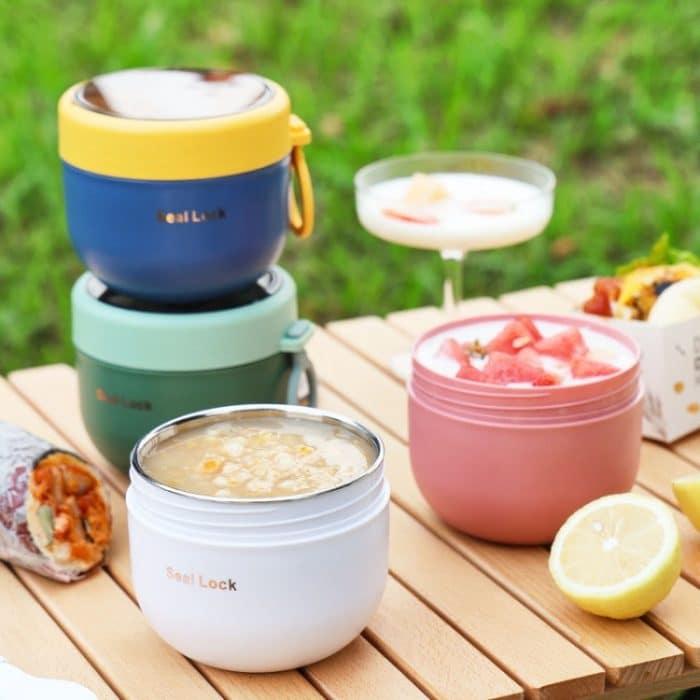 Isolierte Suppenschüssel aus 304 Edelstahl, Haferflocken-Frühstückstasse, tragbare Lunchbox, 600ml Pink, 600ml Blue, 600ml White, 800ml Pink, 800ml Blue, 800ml White – Bild 2