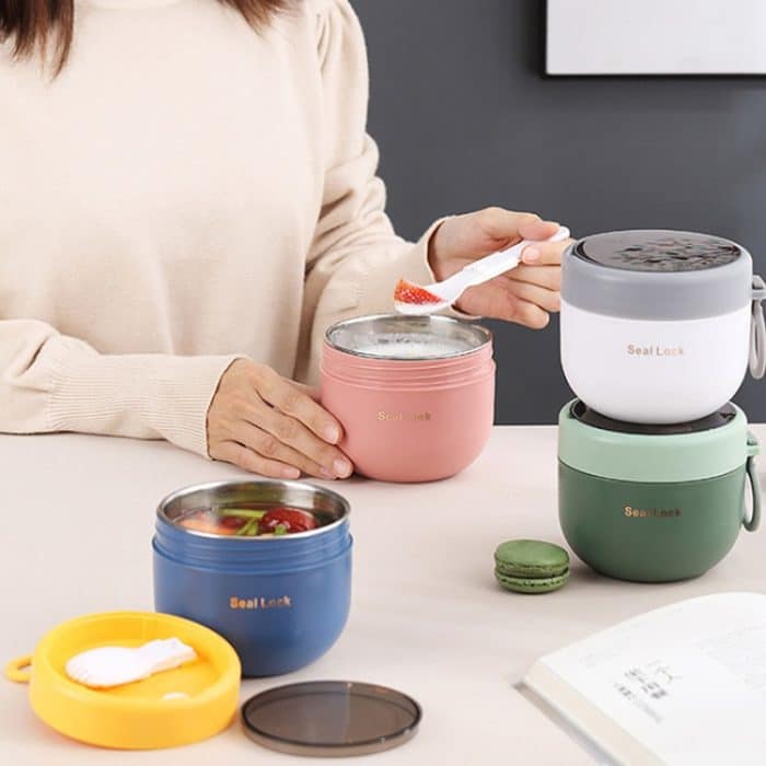 Isolierte Suppenschüssel aus 304 Edelstahl, Haferflocken-Frühstückstasse, tragbare Lunchbox, 600ml Pink, 600ml Blue, 600ml White, 800ml Pink, 800ml Blue, 800ml White – Bild 12