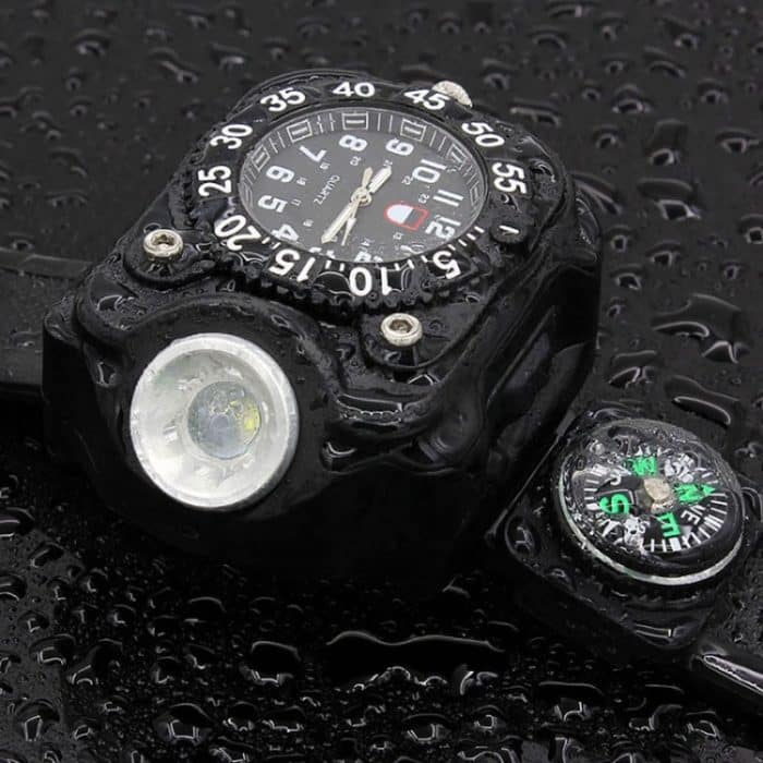 Outdoor-LED-Taschenlampen-Armbanduhr mit Kompass, Nachtlauf-Silikon-Beleuchtungslampe – Bild 6