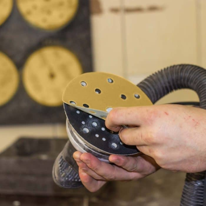 100 teile/schachtel 5 Zoll 8 Löcher Runde Scheibe Schleifen Schleifpapier 125mm Gelb Sand Beflockung Blatt – Bild 8