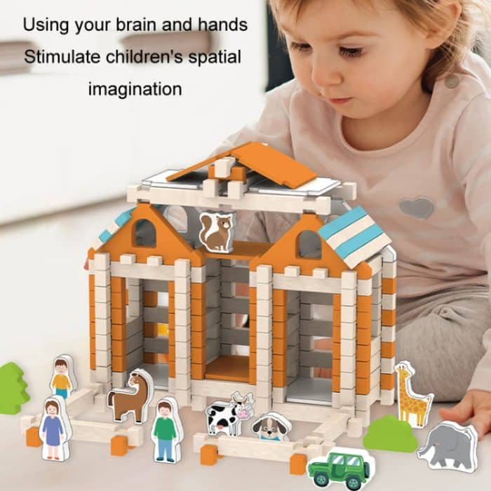 Kinder Architektur Bausteine ​​Holzhaus Zapfenverbindung Struktur montiert Spielzeug – Bild 8