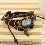 W01350 Vintage-Armbanduhr mit geflochtenem Lederblatt – Bild 3