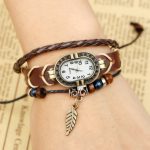 W01350 Vintage-Armbanduhr mit geflochtenem Lederblatt – Bild 4