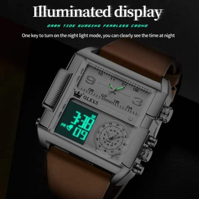 OLEVS 1101 Sport Multifunktions Quadratisch Herren Quarz Elektronische Uhr – Bild 4