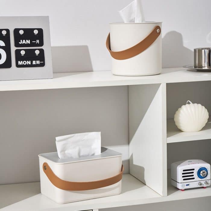 Tragbare Home Tissue Box Couchtisch Restaurant Desktop Serviette Aufbewahrungsbox, Round, Square – Bild 3