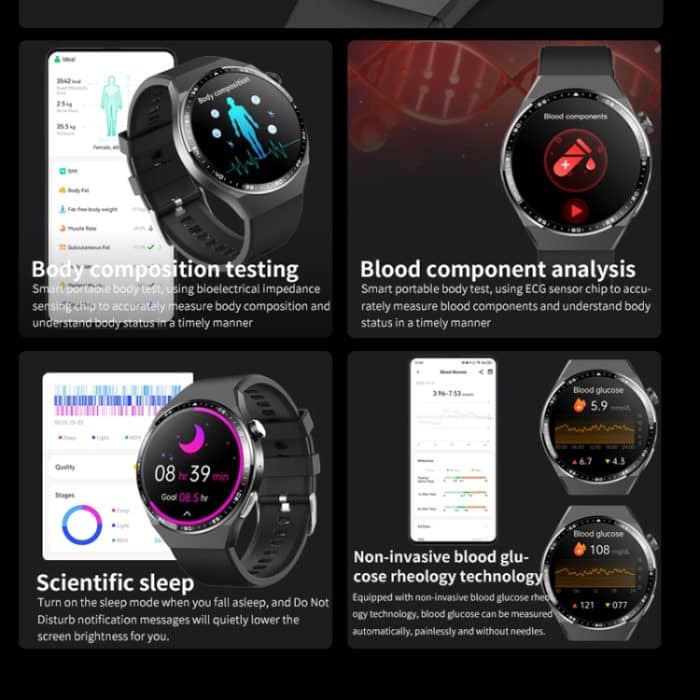 F800 Wellness Smart Watch Blutdruck EKG Elektrokardiogramm SOS Alarm Schrittzähler Sportuhr – Bild 9