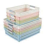 Kunststoff Lagerung Korb Desktop Diverse Organizer Rahmen Spielzeug Küche Snacks Lagerung Box, Shallow Small White, Shallow Small Pink, Shallow Small Blue, Shallow Medium White, Shallow Medium Pink, Shallow Medium Blue, Shallow Large White... – Bild 2