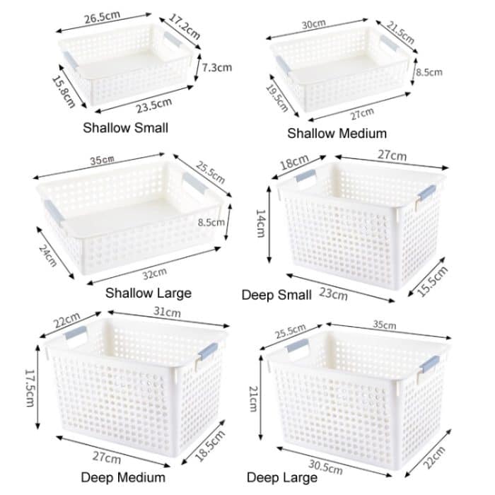Kunststoff Lagerung Korb Desktop Diverse Organizer Rahmen Spielzeug Küche Snacks Lagerung Box, Shallow Small White, Shallow Small Pink, Shallow Small Blue, Shallow Medium White, Shallow Medium Pink, Shallow Medium Blue, Shallow Large White... – Bild 3