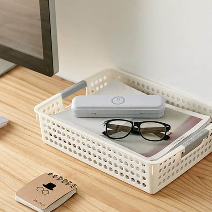 Kunststoff Lagerung Korb Desktop Diverse Organizer Rahmen Spielzeug Küche Snacks Lagerung Box, Shallow Small White, Shallow Small Pink, Shallow Small Blue, Shallow Medium White, Shallow Medium Pink, Shallow Medium Blue, Shallow Large White... – Bild 7