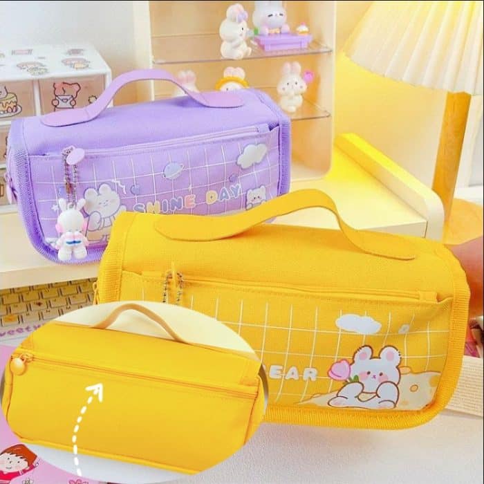 Mehrschichtige Bleistifttasche, multifunktionale Stifteetuis mit großer Kapazität, süße Cartoon-Briefpapiertasche – Bild 4