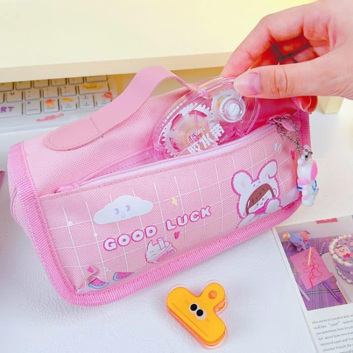 Mehrschichtige Bleistifttasche, multifunktionale Stifteetuis mit großer Kapazität, süße Cartoon-Briefpapiertasche – Bild 7