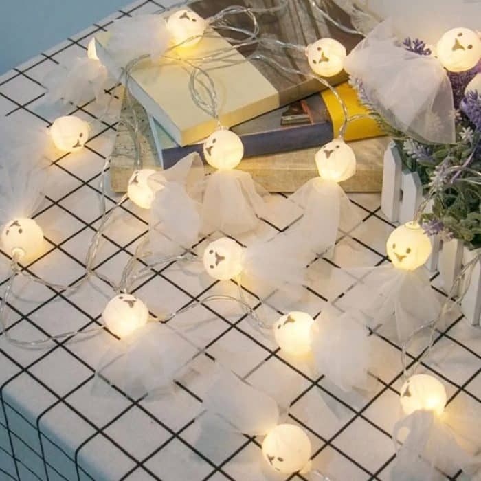 Halloween Stoff Geist String Lichter LED Scary Ghost Festival Indoor Dekoration Umgebungs Lampe, 1.5m 10 Lights White, 3m 20 Lights White, 1.5m 10 Lights Warm White, 3m 20 Lights Warm White – Bild 3